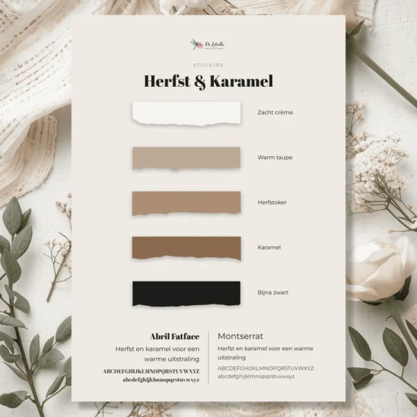 Cover van stijlgids Herfst & Karamel met een warm palet in zacht crème, herfstoker en karamel