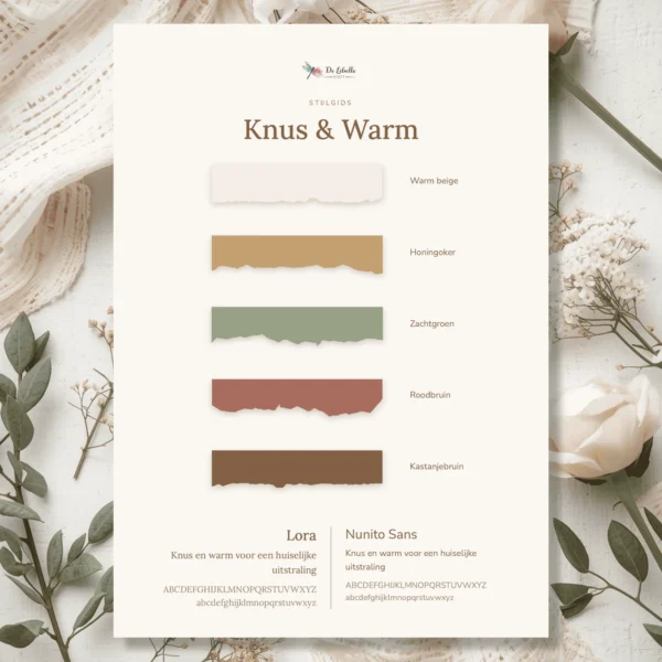 Cover van stijlgids Knus & Warm met een warm palet in warm beige, honingoker en roodbruin