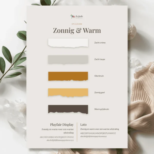 Cover van stijlgids Zonnig & Warm met een warm palet in zacht crème, okerbruin en zonnig geel