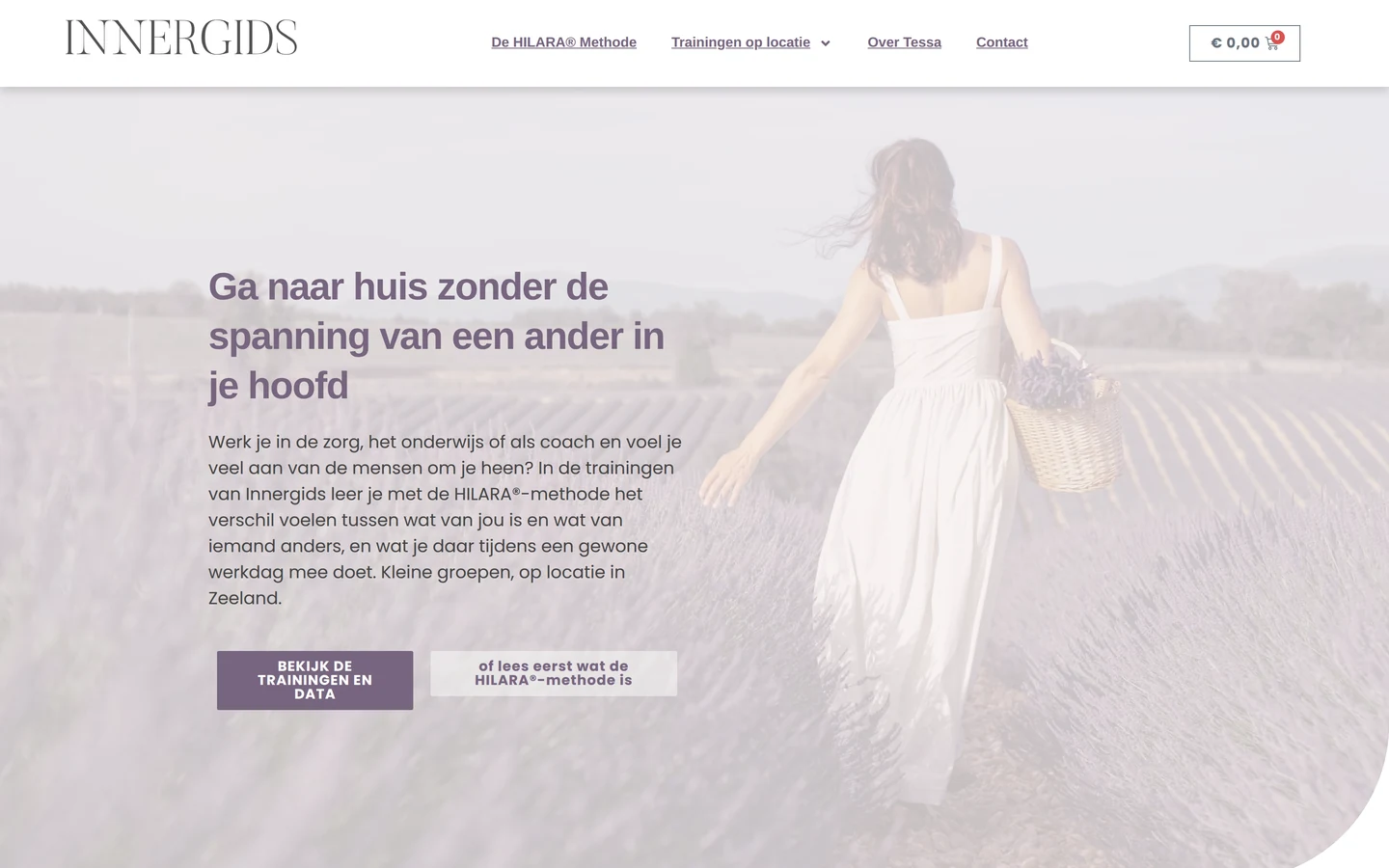 De homepage van innergids.nl, gebouwd door De Libelle Shift